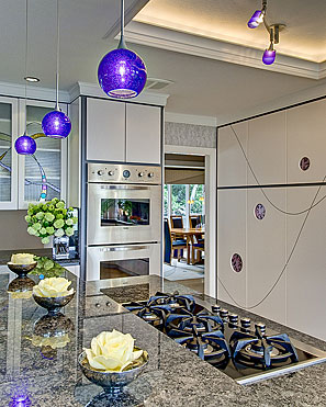 InterSpace Design - Kitchen Remodel showing Cabinet Doors with Stained Glass in Saratoga home